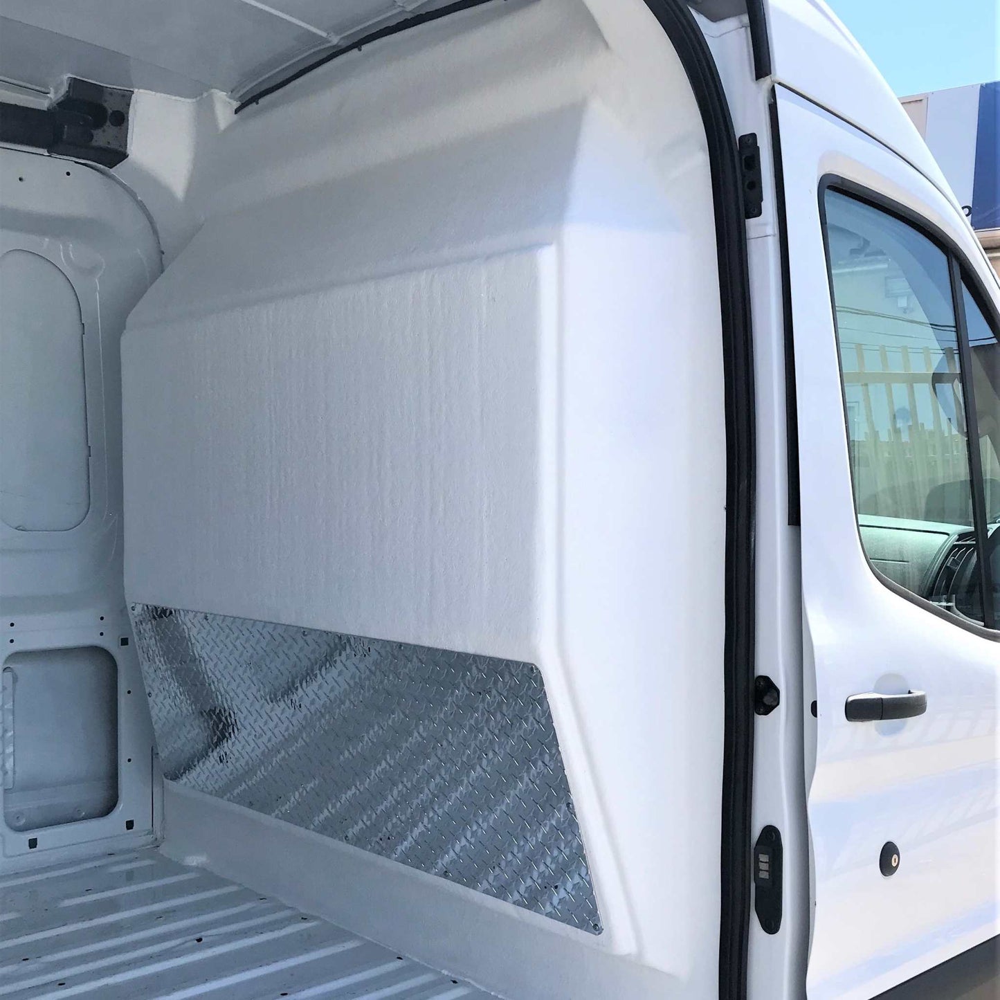 Partition for FORD TRANSIT van 150, 250 and 350 (Low, Medium, & High Roof Models) | Composite Safety Bulkhead, Reduces Noise & Improves Climate Control, Impact-Resistant Cargo Barrier, by CORVUM Tek